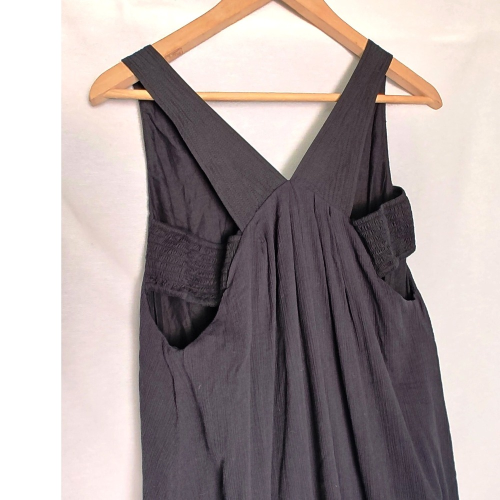 By Anthropologie Bubble Hem Midi Dress Tank Cutout Washed Black Cotton XS - Picture 6 of 14